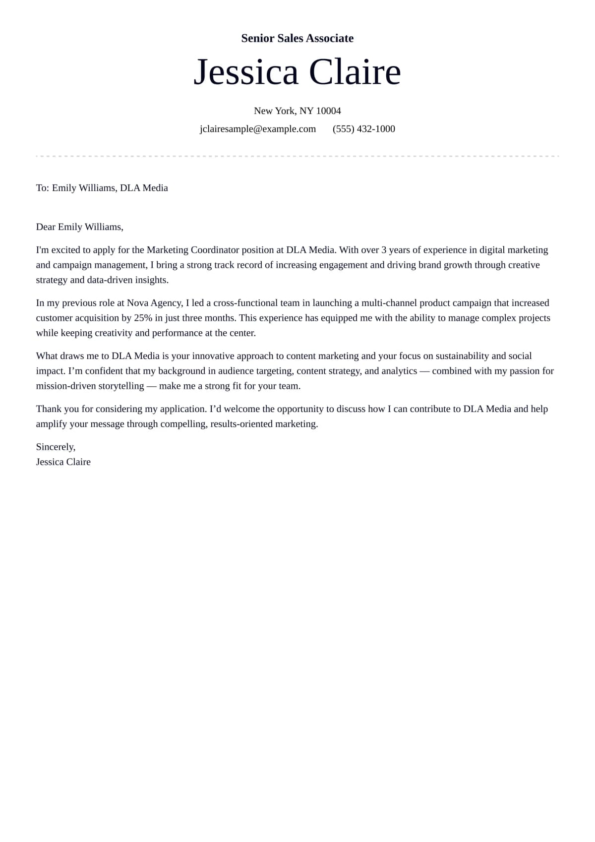 Cover letter template
